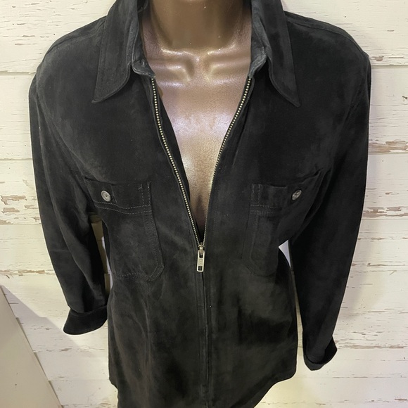 Ralph Lauren Black Suede Jacket 1990’s 100% Leather - Picture 1 of 12